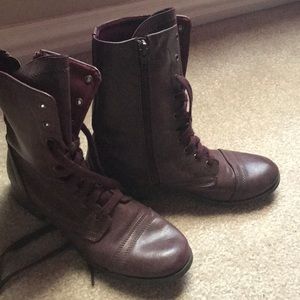 Dark cherry lace up boots